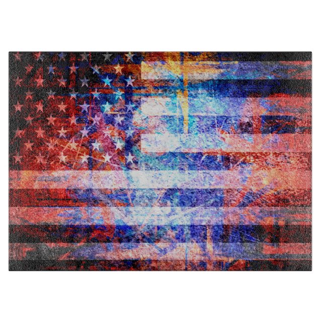 Art Grunge American Flag #2 Cutting Board (Front)