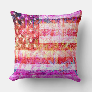 Art Grunge American Flag #4 Cushion