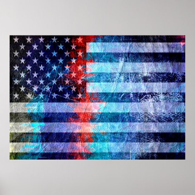 Art Grunge American Flag #7 Poster (Front)