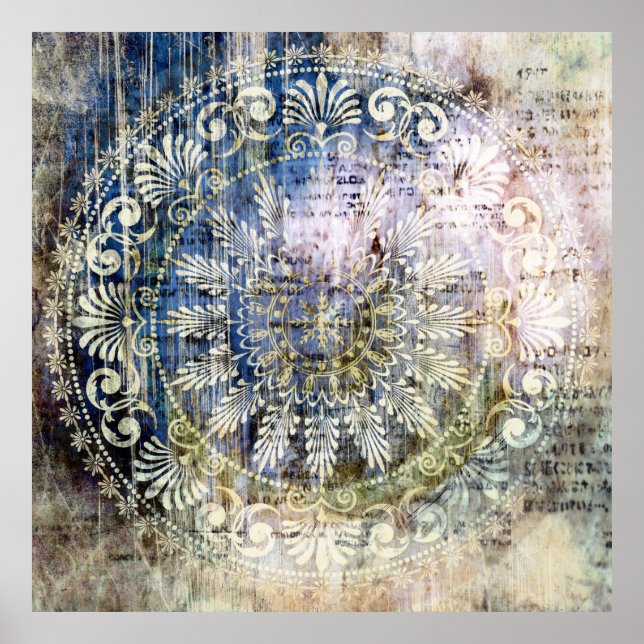 art grunge vintage textured background with tradit poster (Front)