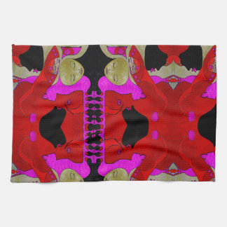 Art Hand Towel or Wash Cloth in red and black