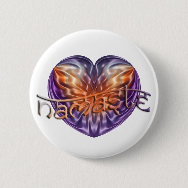 ART Heart NAMASTE 6 Cm Round Badge (Front)