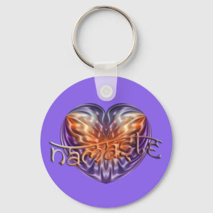 ART Heart NAMASTE lila Key Ring