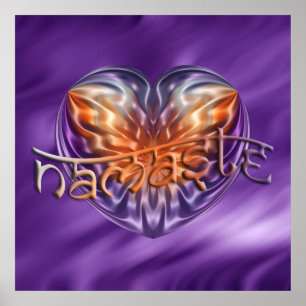 ART Heart NAMASTE lila waves Poster