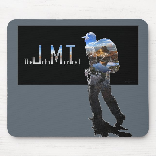 Art - Hiker Silhouette - John Muir Trail Text Mouse Mat (Front)
