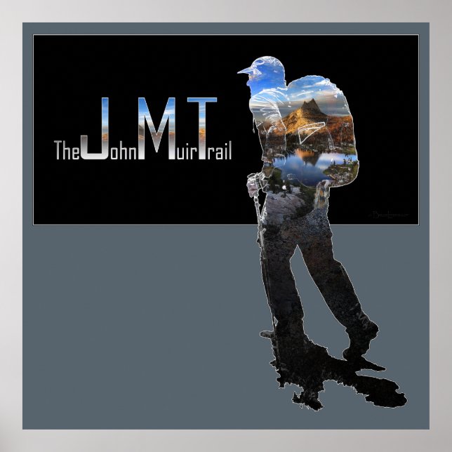 Art - Hiker Silhouette - John Muir Trail Text Poster (Front)