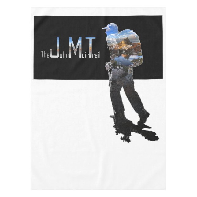 Art - Hiker Silhouette - John Muir Trail Text Tablecloth (Front)