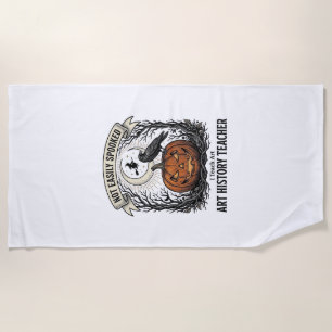 Art History Teacher Shirt with Spooky Pumpkin Engr Beach Towel