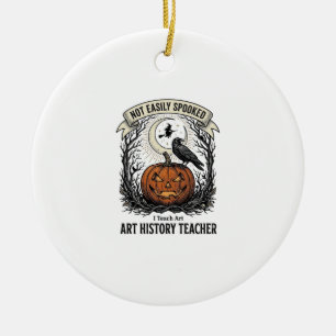 Art History Teacher Shirt with Spooky Pumpkin Engr Ceramic Tree Decoration