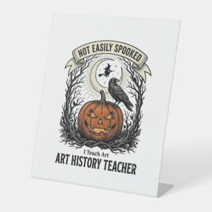 Art History Teacher Shirt with Spooky Pumpkin Engr Pedestal Sign