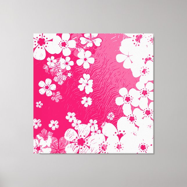 Art hot pink floral grunge background pattern canvas print (Front)