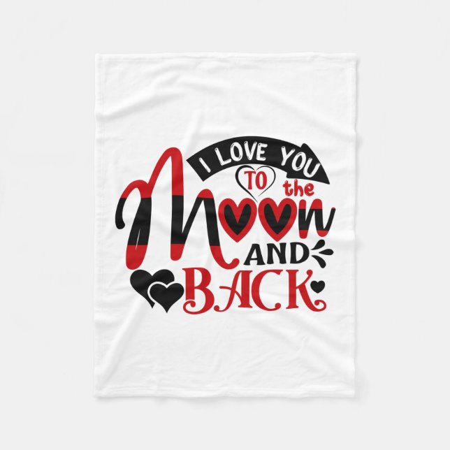 Art I Love You To The Moon Couple Fleece Blanket (Front)