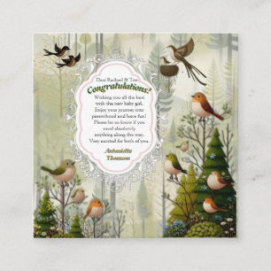 Art illustration of modern-style simplistic birds enclosure card