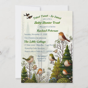 Art illustration of modern-style simplistic birds invitation