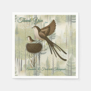 Art illustration of modern-style simplistic birds napkin