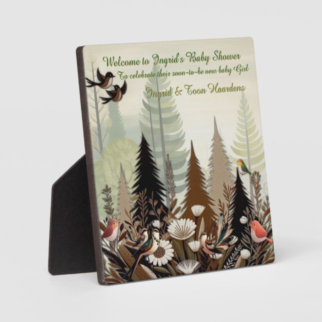 Art illustration of modern-style simplistic birds plaque (Front)