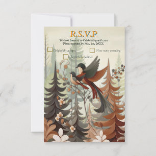 Art illustration of modern-style simplistic birds RSVP card