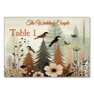 Art illustration of modern-style simplistic birds table number