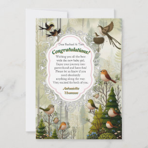 Art illustration of modern-style simplistic birds thank you card