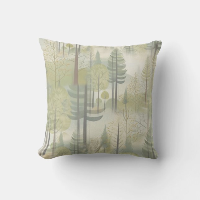 Art illustration of pine trees in a modern-style cushion (Front)