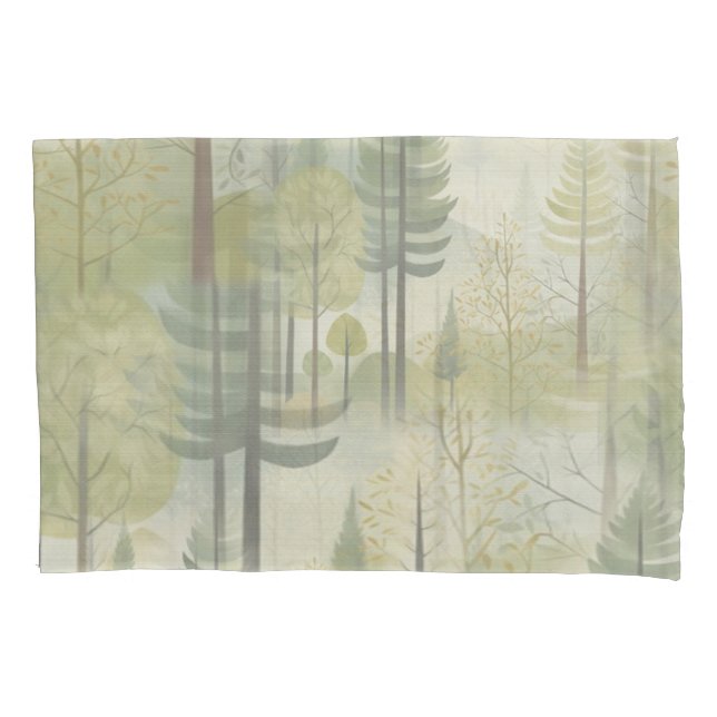 Art illustration of pine trees in a modern-style pillowcase (Front)