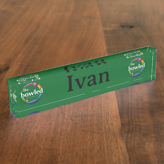 "Art in Motion: Circular Lawn Bowls Bowled Logo, Nameplate (Side)