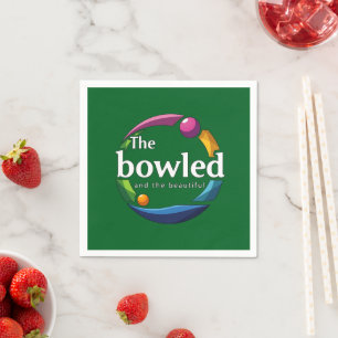 "Art in Motion: Circular Lawn Bowls Bowled Logo, Napkin