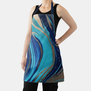 Art in the Kitchen-Abstract Flow Art-Blue & Gold- Apron
