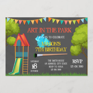 Art in the park party invitation