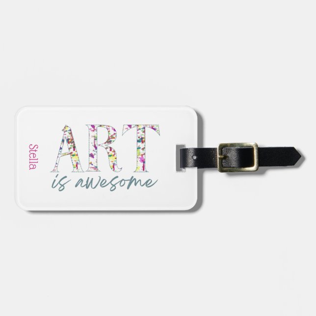 Art is Awesome Personalised  Luggage Tag (Front Horizontal)