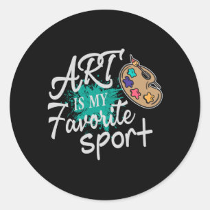Art Is My Favorite Sport green Splash Classic Round Sticker