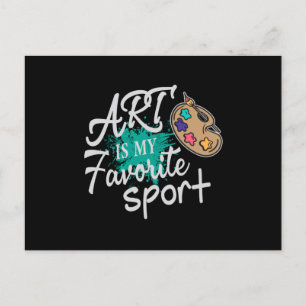 Art Is My Favorite Sport green Splash Postcard
