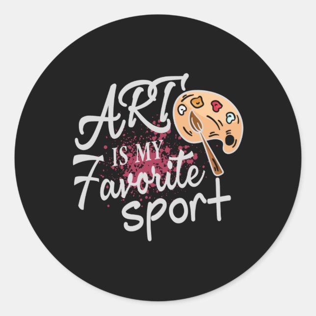 Art Is My Favorite Sport red Splash Classic Round Sticker (Front)