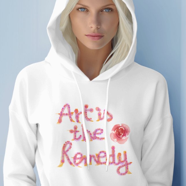 Art is the remedy, whimsical handwriting hoodie (Creator Uploaded)