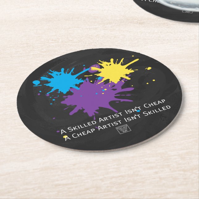 Art Isnt Cheap Round Paper Coaster (Angled)