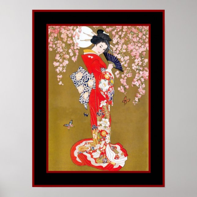 Art Japanese Geisha Lady Vintage Poster (Front)