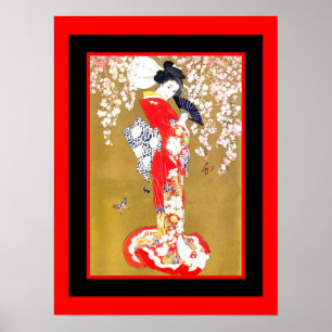 Art Japanese Geisha Lady Vintage Poster 2