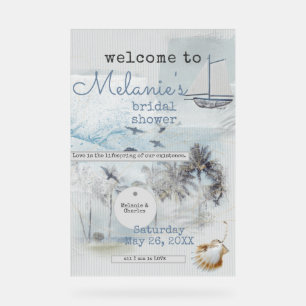 Art Journal Coastal Collage Bridal Shower Acrylic Sign