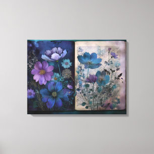 Art Journal Pages: Vintage Blues Canvas Print