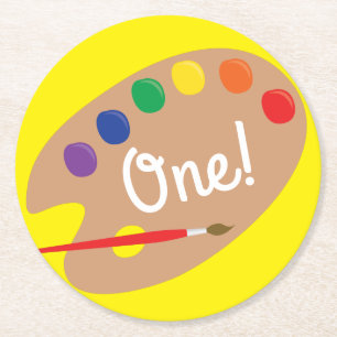 Art Kids Birthday Party Painting Round Paper Coaster