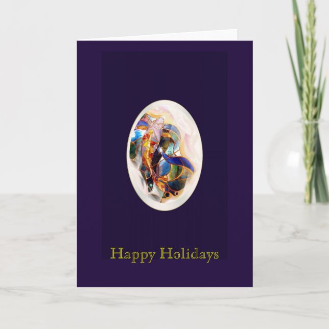 Art Koi Fish Elegant Happy Holidays Greeting Card (Front)
