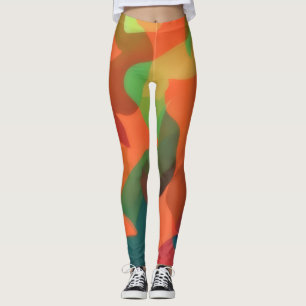 Art Leggings Cosy Leggings Orange and Green