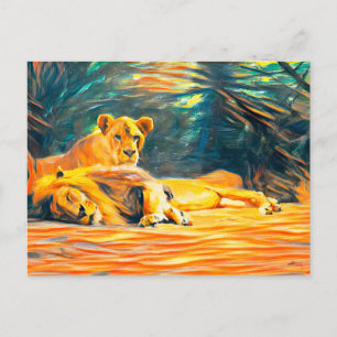 Art Lion painting Postcard