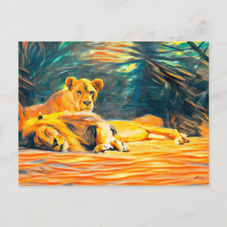 Art Lion painting Postcard