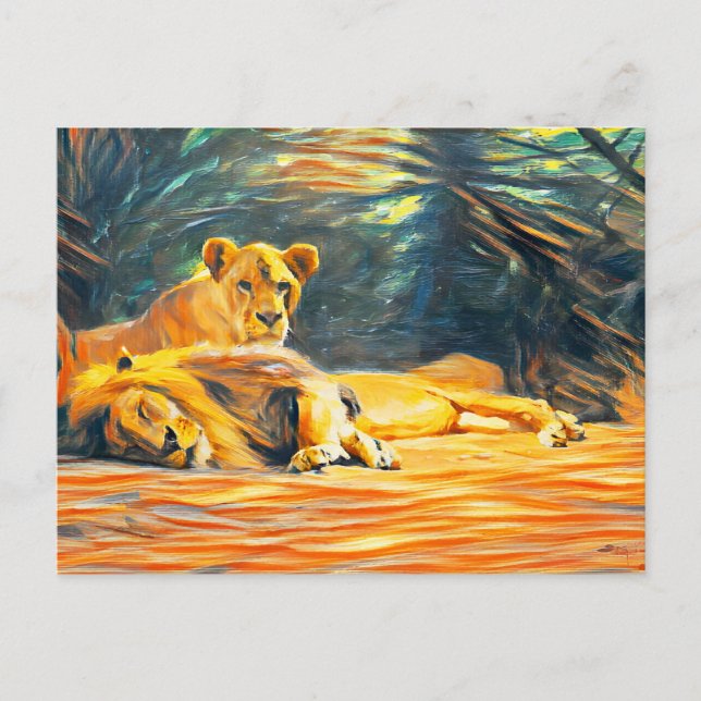 Art Lion painting Postcard (Front)