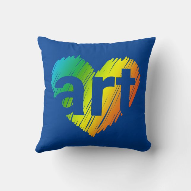 Art Lover, Big Heart with word Art, Creative Art  Cushion (Back)