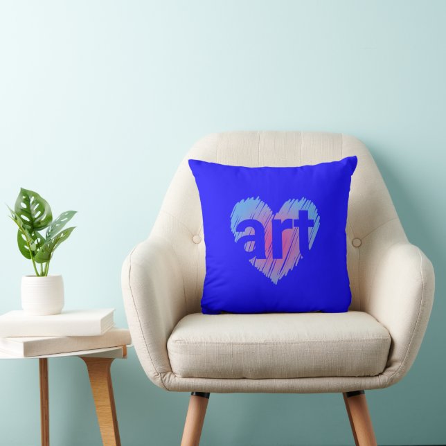 Art Lover, Big Heart with word Art, Creative Art  Cushion (Chair)