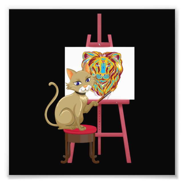Art Lover Cat Funny Artist Art Teacher Artistic Gr Photo Print (Front)