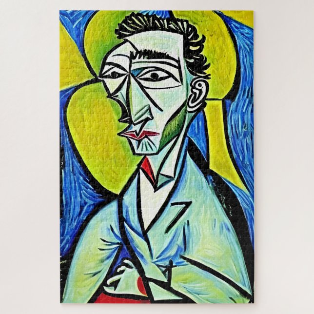 ART MAN blue yellow bright vivid fellow abstract Jigsaw Puzzle (Vertical)
