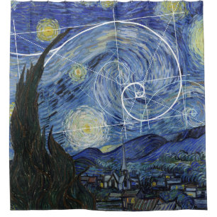  Art Meets Math, Van Gogh Meets Fibonacci Card Shower Curtain